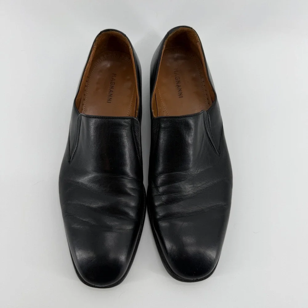 Magnanni Mens Black Leather Slip On Loafers Made in Spain US 10 M EU‎ 43.5